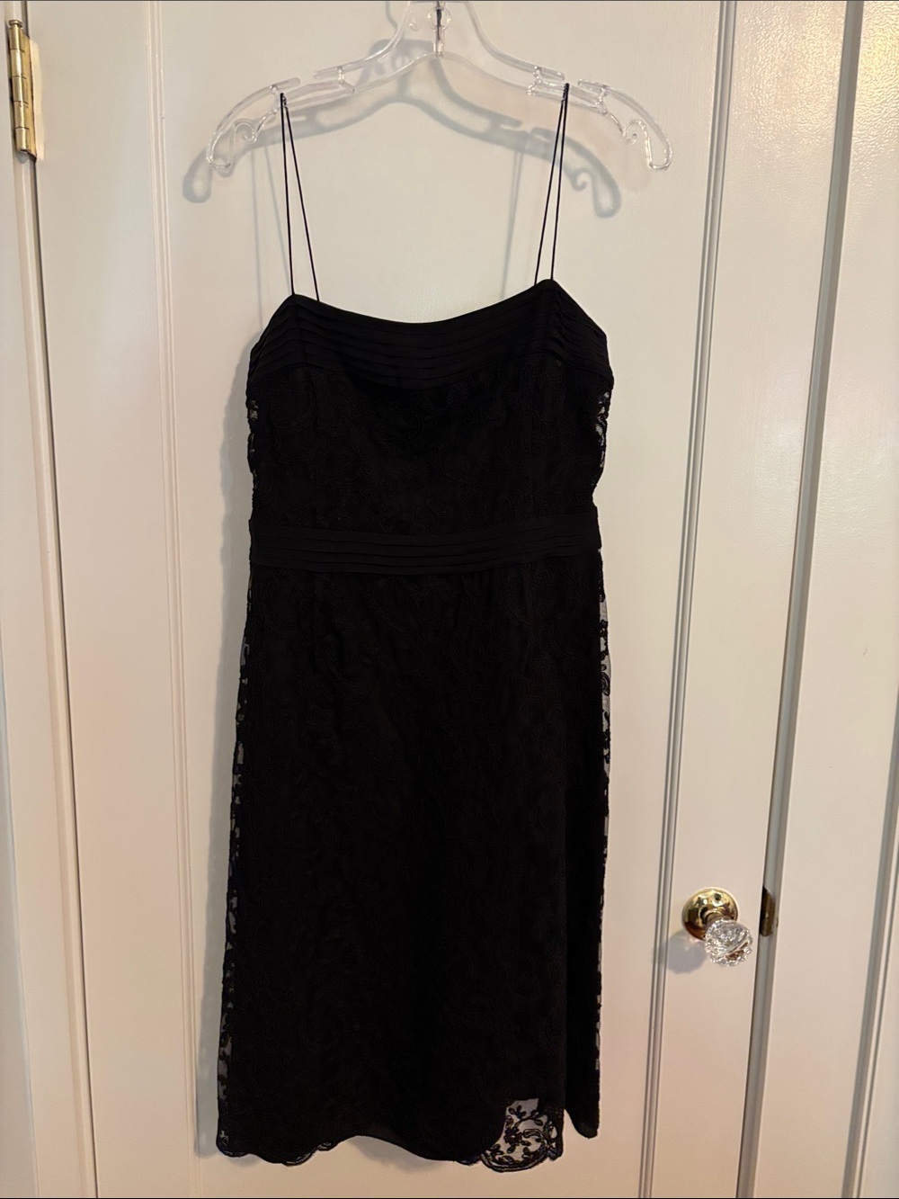 Ann Taylor Black Lace Midi Dress with Spaghetti Straps